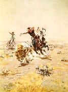 Charles M Russell O.H.Cowboys Roping a Steer oil painting picture wholesale